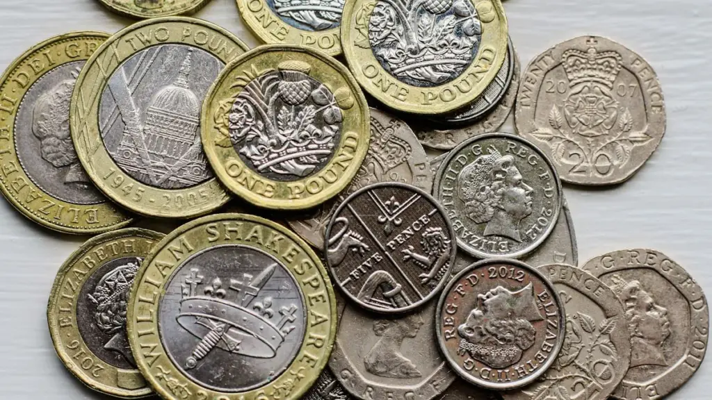 Assorted British pound and pence coins